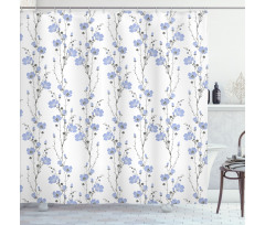 Blossoming Flax Flowers Shower Curtain