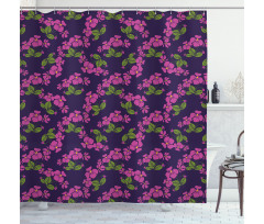 Retro Style Violet Flora Shower Curtain