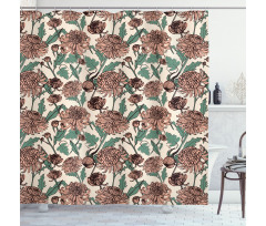 Graphical Chrysanthemums Shower Curtain