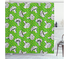 Digital Drawings of Broccoli Shower Curtain