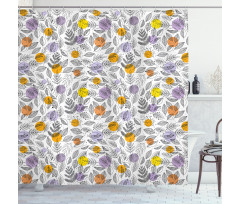 Round Blots and Leaves Shower Curtain