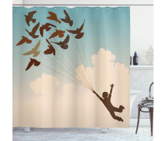 Flying Pigeons Birds Shower Curtain