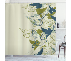 Flock of Flying Pigeons Shower Curtain