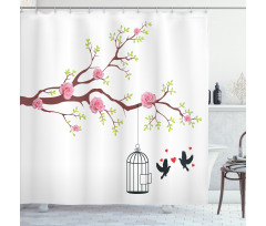 Roses Blossoms Birds Shower Curtain