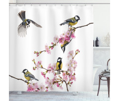Flowers Hummingbirds Shower Curtain