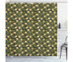 Palm Leaves Summer Flowers Shower Curtain