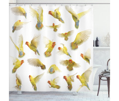 Peach Face Love Birds Shower Curtain