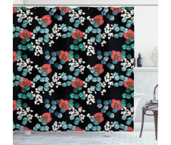 Peony Daisy and Leaves Art Shower Curtain