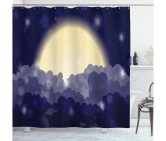 Cloudy Sky View at Night Shower Curtain