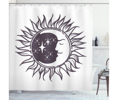 Cartoon Crescent in Sun Shower Curtain