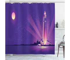 Lighthouse Under Night Shower Curtain