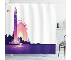 Lighthouse at Sunset Art Shower Curtain