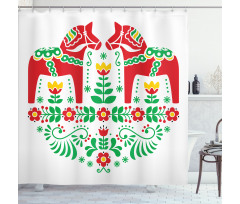 Flora Dala Horse Shower Curtain