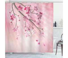 Tree Branch with Flowers Shower Curtain