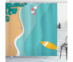 Aerial Cartoon Sea and Beach Shower Curtain