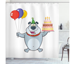 Bulldog Balloons and Cake Shower Curtain