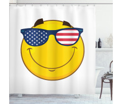 USA-Themed Emoji Sun Face Shower Curtain