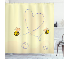 Buzzing Flies Heart Shape Shower Curtain