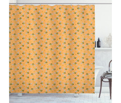 Flies and Hexagon Shapes Shower Curtain