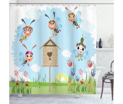 Cheerful Meadow Landscape Shower Curtain