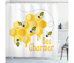 Bee Charmer Lettering Shower Curtain