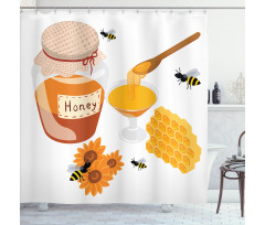 Spoon Jar and Sunflowers Shower Curtain