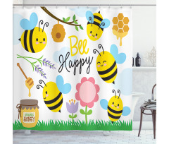 Bee Happy Spring Garden Shower Curtain