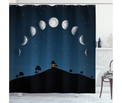 Lunar Phases and Stars Hill Shower Curtain