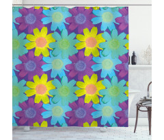 Watercolor Style 90s Pattern Shower Curtain