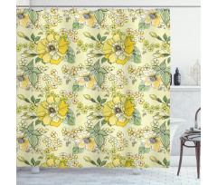 Watercolor  Leaves Blossom Shower Curtain