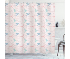 Flying Bird Branches Graphic Shower Curtain
