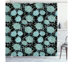 Vintage Style Budding Roses Shower Curtain