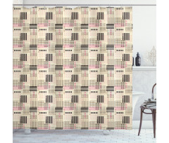 Geometric Dots Stripes Art Shower Curtain