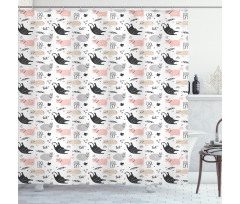 Cool Cat Meow Animals Doodle Shower Curtain
