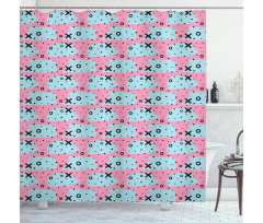 X and O Motifs Spot Shower Curtain