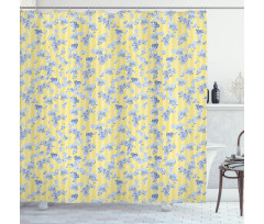 Forget Me Not Flowers Lines Shower Curtain