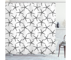 Marine Design of Starfish Shower Curtain