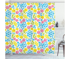 Spring Daffodil Tulip Mimosa Shower Curtain