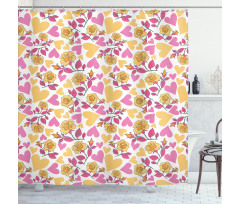 Hearts and Blooming Roses Shower Curtain