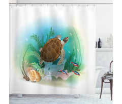 Sea Turtles Underwater Shower Curtain