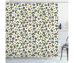 Lazy Animal Monstera Shower Curtain