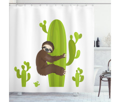 Lazy Hugging Cactus Shower Curtain