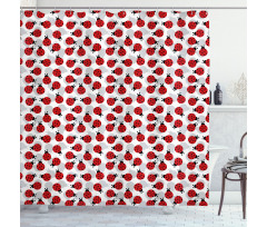 Spring Polka Dotted Insects Shower Curtain