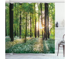 Sunny Forest Blossoms Shower Curtain