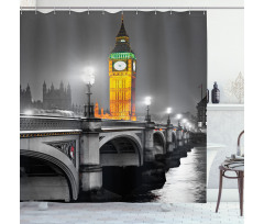 Big Ben Bridge Night Shower Curtain
