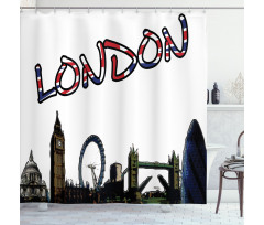 London Tower Cartoon Shower Curtain