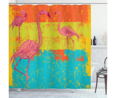 Retro Vintage Flamingo Shower Curtain