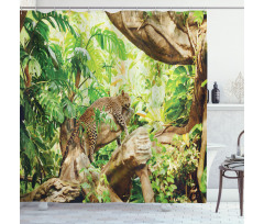 Tropic Wild Jungle Leaf Shower Curtain