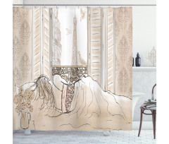 View of Eiffiel Tower Shower Curtain