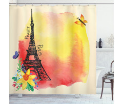 Romantic Floral Eiffel Shower Curtain